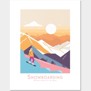 Alpine Adventure - Snowboarding in the Alps Poster Posters and Art